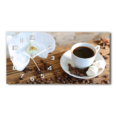 Reloj de cristal horizontal Una taza de café