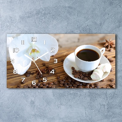 Reloj de cristal horizontal Una taza de café