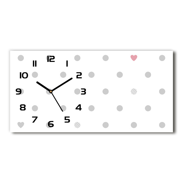 Reloj de cristal horizontal Puntos y corazones