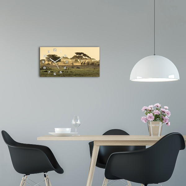 Reloj de cristal horizontal Jirafas en la sabana