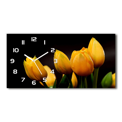 Reloj de cristal horizontal Tulipanes amarillos