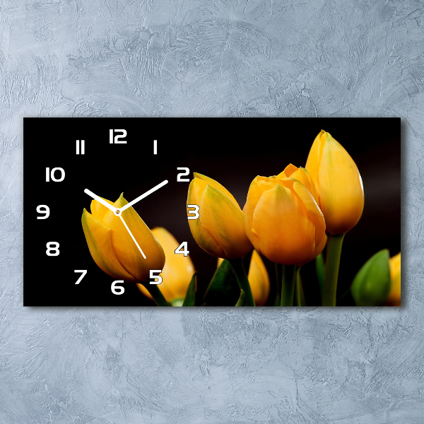 Reloj de cristal horizontal Tulipanes amarillos