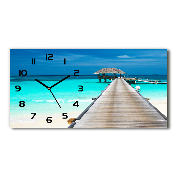 Reloj de cristal horizontal Muelle de madera