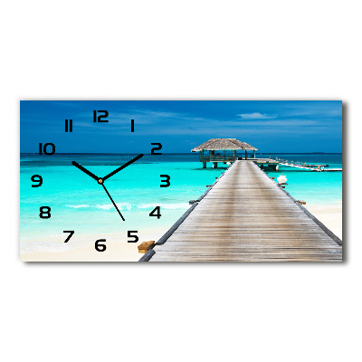 Reloj de cristal horizontal Muelle de madera