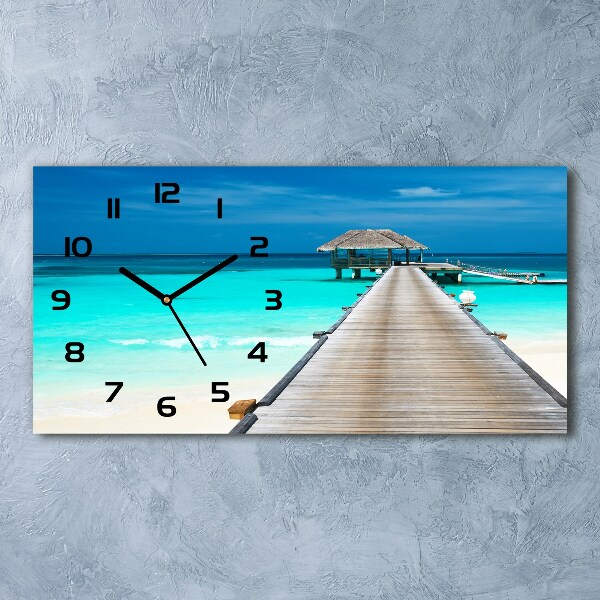 Reloj de cristal horizontal Muelle de madera