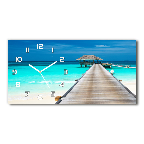 Reloj de cristal horizontal Muelle de madera
