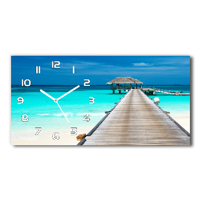 Reloj de cristal horizontal Muelle de madera