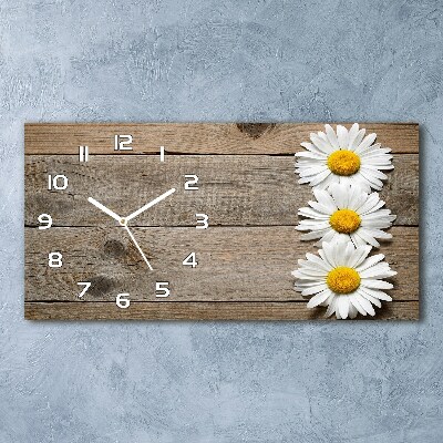 Reloj de cristal horizontal Madera de margaritas