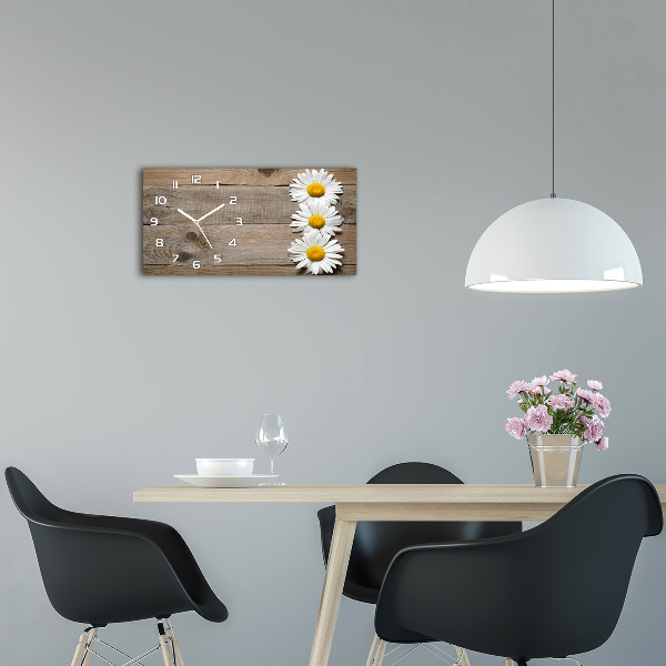 Reloj de cristal horizontal Madera de margaritas