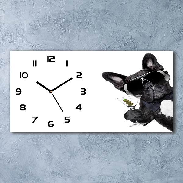 Reloj de cristal horizontal Perro martini