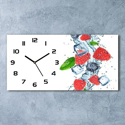 Reloj de cristal horizontal Frutos del bosque con hielo