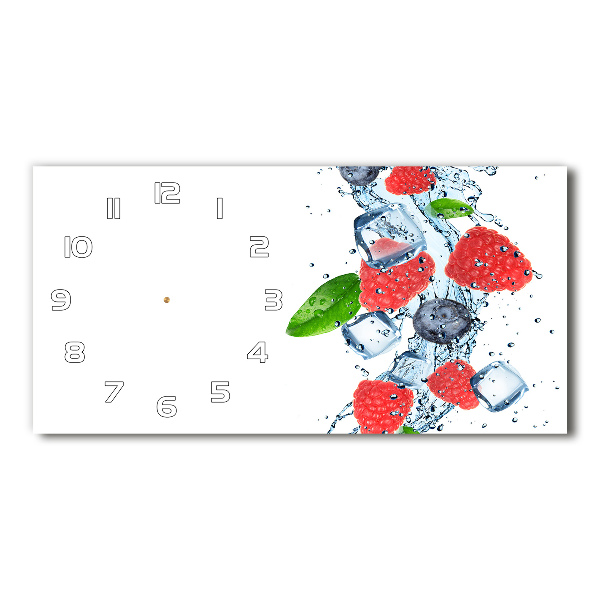 Reloj de cristal horizontal Frutos del bosque con hielo