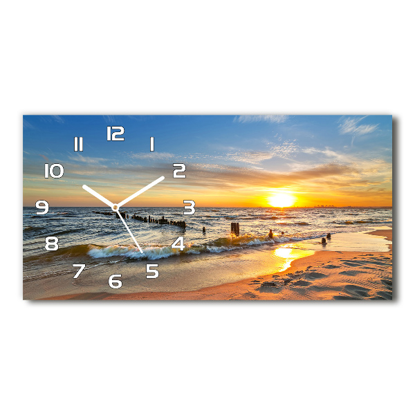Reloj de cristal horizontal Playa al atardecer