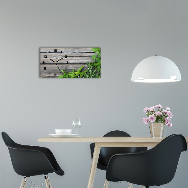 Reloj rectangular Fondo de hierbas de madera