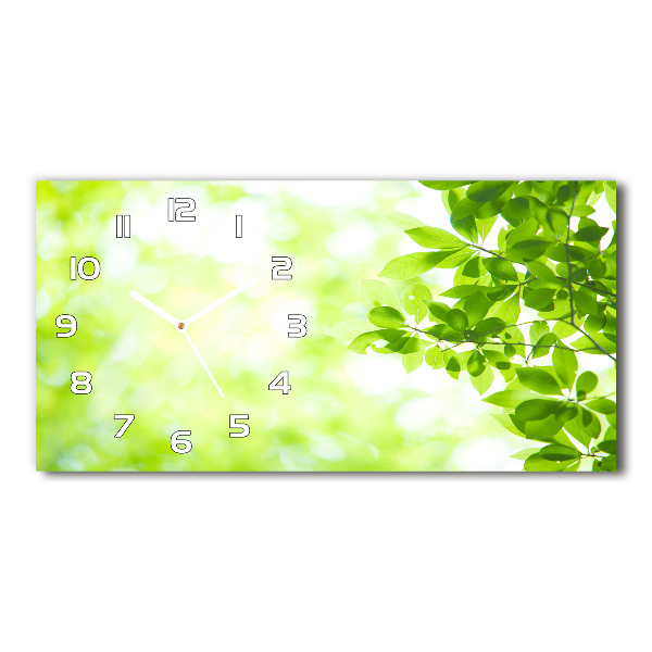 Nowoczesny zegar ścienny szklany Liście