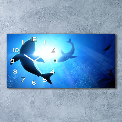 Reloj de cristal horizontal Dos tiburones