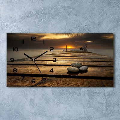 Reloj horizontal Muelle de madera