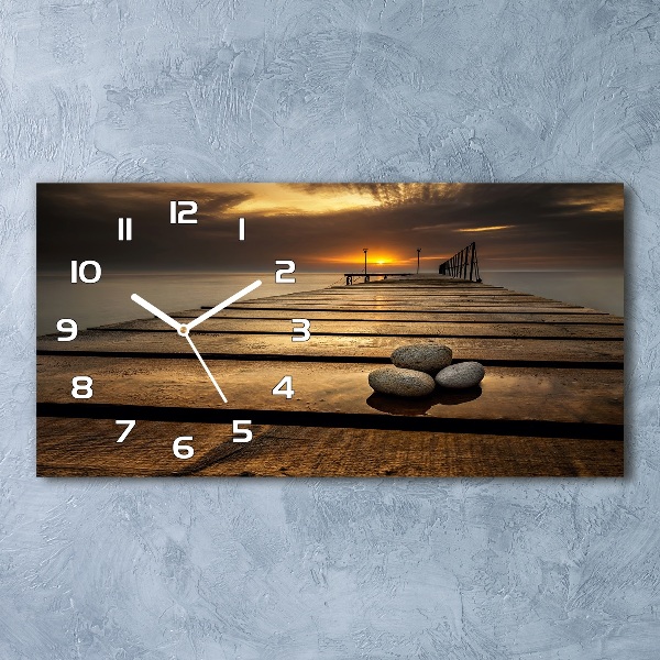 Reloj horizontal Muelle de madera