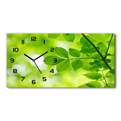 Reloj de cristal horizontal Hojas verdes
