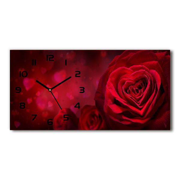 Reloj rectangular Corazón de rosa roja
