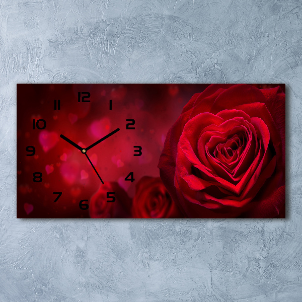 Reloj rectangular Corazón de rosa roja