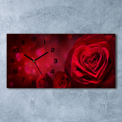 Reloj rectangular Corazón de rosa roja