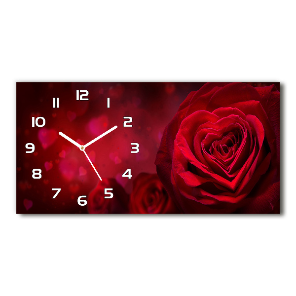 Reloj rectangular Corazón de rosa roja