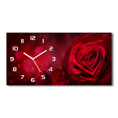Reloj rectangular Corazón de rosa roja