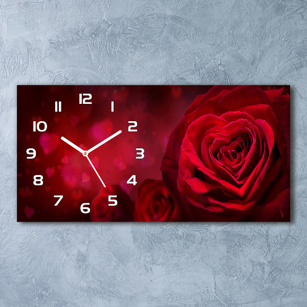 Reloj rectangular Corazón de rosa roja