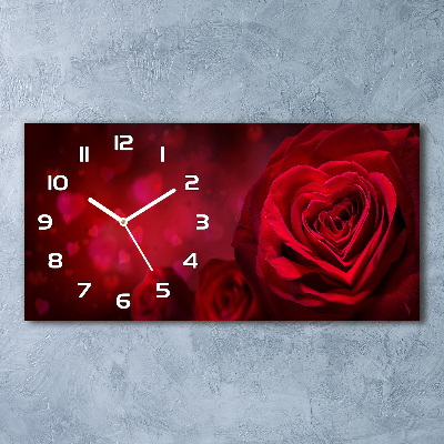 Reloj rectangular Corazón de rosa roja