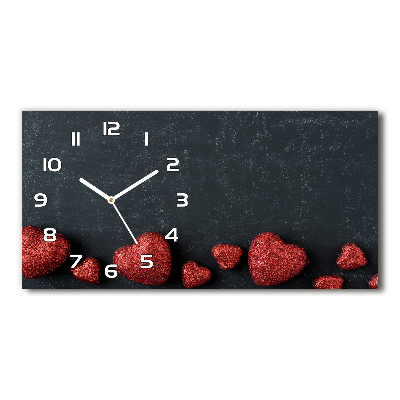 Reloj de cristal horizontal Corazones en el tablero