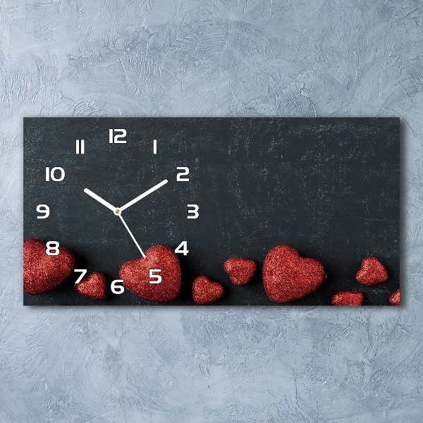 Reloj de cristal horizontal Corazones en el tablero