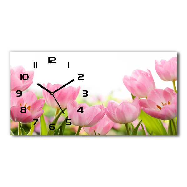 Reloj de cristal horizontal Tulipanes rosados