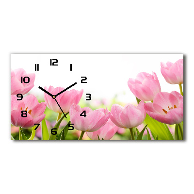 Reloj de cristal horizontal Tulipanes rosados