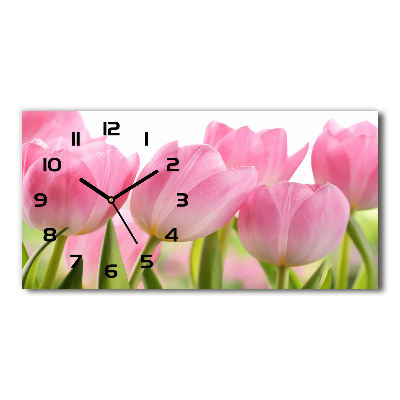 Reloj rectangular Tulipanes rosados