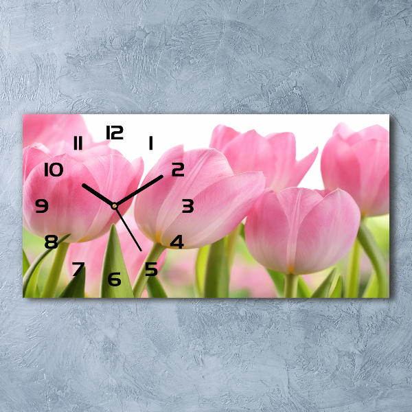 Reloj rectangular Tulipanes rosados