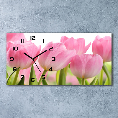 Reloj rectangular Tulipanes rosados