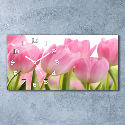 Reloj rectangular Tulipanes rosados