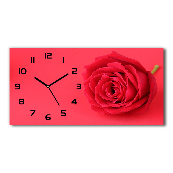 Reloj de cristal horizontal Rosa roja