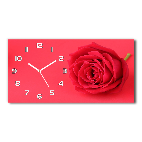 Reloj de cristal horizontal Rosa roja
