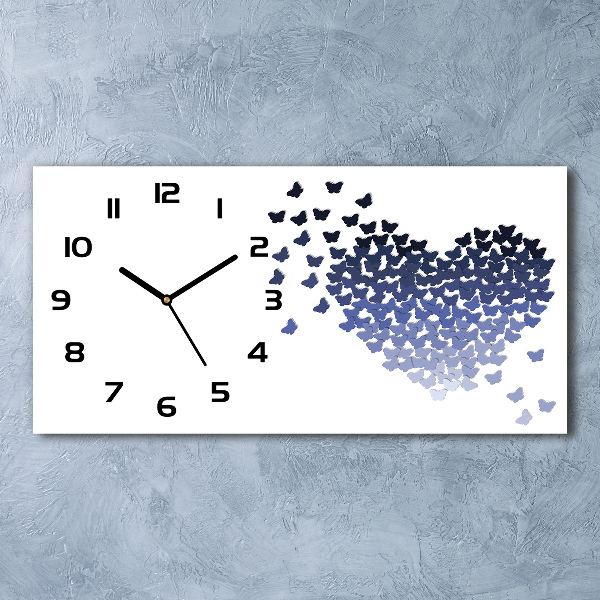 Reloj de cristal horizontal Corazón de mariposas