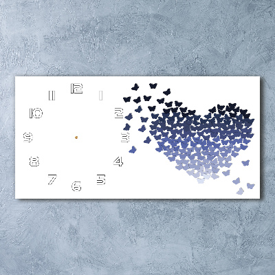 Reloj de cristal horizontal Corazón de mariposas