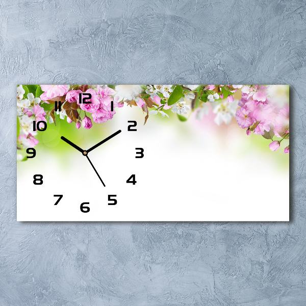 Reloj de cristal horizontal Flores de primavera
