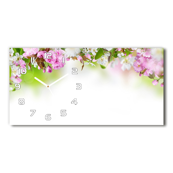 Reloj de cristal horizontal Flores de primavera