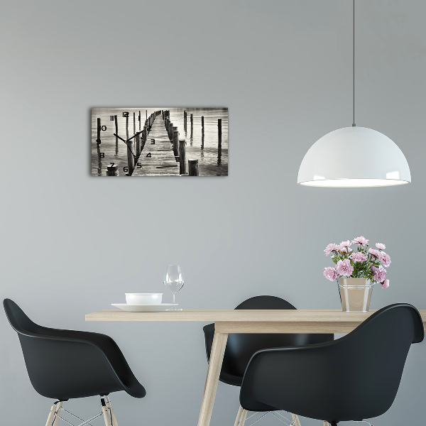 Reloj horizontal Muelle de madera