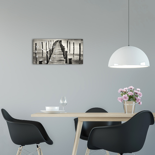 Reloj horizontal Muelle de madera