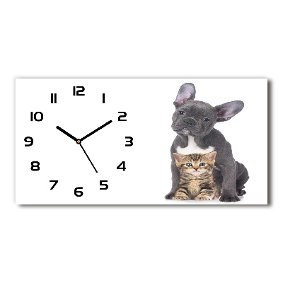 Reloj rectangular Perro y gato