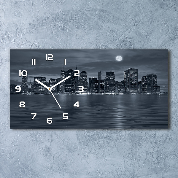 Reloj de cristal horizontal Nueva york de noche