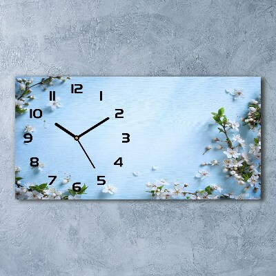 Reloj rectangular Fondo de flores de cerezo