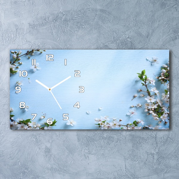 Reloj rectangular Fondo de flores de cerezo
